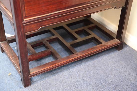A Chinese hardwood twin pedestal desk, W.153cm D.67cm